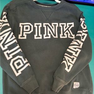 PINK olive green hoodie women’s xs great condition no holes rips or tears!